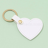 PU Imitation Leather Keychains, with Zinc Alloy Finding, Heart, White, Heart: 5.1x5.3cm(PW23082537543)