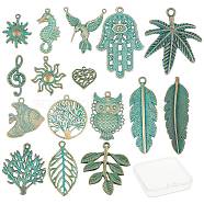 SUNNYCLUE Alloy Pendants, Mixed Shapes, Antique Bronze & Green Patina, 32pcs(PALLOY-SC0002-85)