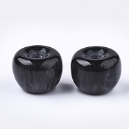 Resin Beads, Imitation Gemstone, Half Drilled, Apple, Black, 21x15.5~16mm, Half Hole: 3.5mm(X-RESI-S377-16A)