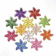 Computerized Embroidery Cloth Iron On/Sew On Patches, Costume Accessories, with Paillette, Appliques, Flower, Mixed Color, 64x58x1.5mm, about 12colors, 1color/10pcs, 120pcs/bag(AJEW-S076-018)