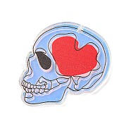 Halloween Theme Opaque Acrylic Pendants, Skull, 40.5x23.5x2.5mm, Hole: 1.6mm(OACR-I010-02B)