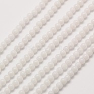 Opaque Glass Round Beads Strands, White, 3mm, Hole: 0.8mm, about 126pcs/strand, 16 inch(G-A130-3mm-01)