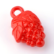 Opaque Acrylic Pendants, Grape, Red, 21.5x13x8.5mm, Hole: 3mm(X-SACR-S806-C07)