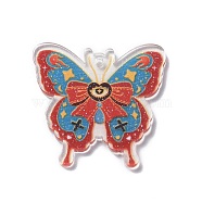 Transparent Acrylic Pendants, Butterfly, Dark Red, 36~36.5x38x2~2.5mm, Hole: 2mm(OACR-O004-01D)