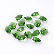 Romantic Valentines Ideas Glass Charms, Faceted Heart Charm, Lime Green, 10x10x5mm, Hole: 1mm(G030V10mm-07)