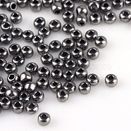 8/0 Grade A Round Glass Seed Beads, Metallic Colours, Dark Gray, 8/0, 3x2mm, Hole: 1mm, about 1111pcs/50g(X-SEED-Q008-3mm-F576)