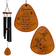 Aluminum Pendant Decorations, with Wood Finding, Wind ChimeChime, Hummingbird, 650x81.3mm(HJEW-WH0061-004)