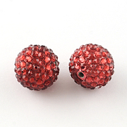 Transparent Resin Rhinestone Graduated Beads, with UV Plating Acrylic Round Beads Inside, Red, 20mm, Hole: 2~2.5mm(RESI-S314-18x20-05)