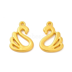 Rack Plating Alloy Pendants, Lead Free & Cadmium Free & Nickel Free, Swan Charm, Matte Gold Color, 19x13.5x1.5mm, Hole: 1.4mm(PALLOY-F287-17MG)