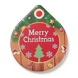 Christmas Porcelain Coasters, Cork Bottom Cup Mats, Teardrop, Red, 108~109x92~93x7.5~8mm(HOUS-D001-01B)