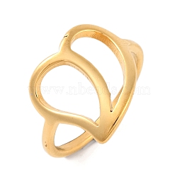 Ion Plating(IP) 304 Stainless Steel Hollow Heart Finger Rings for Women, Golden, 15mm, US Size 7(17.3mm)(RJEW-S414-34B-G)