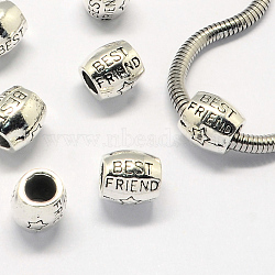 Alloy European Beads, Large Hole Beads, Barrel, Antique Silver, 9.5x9mm, Hole: 5mm(X-PALLOY-S079-041AS)