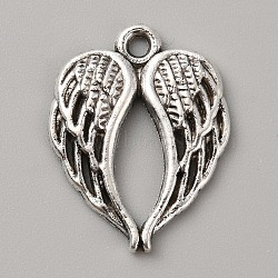 Tibetan Style Alloy Pendants, Antique Silver, Wing, 22x17x2mm, Hole: 1.8mm(FIND-TAC0020-11P)