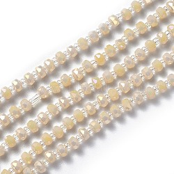 Electroplate Glass Beads Strands, Faceted Rondelle, Full Rainbow Plated, Navajo White, 4.5x3mm, Hole: 0.8mm, 24.41~26.37 inch(62~67cm)(EGLA-J147-A-FR15)