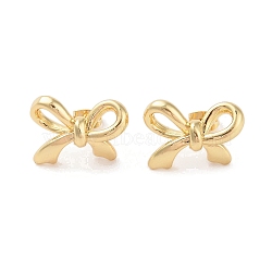 Bowknot Brass Stud Earrings, for Women, Golden, 15x20mm(EJEW-S231-02G-02)