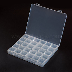Plastic Bead Containers, Flip Top Bead Storage, Removable, 30 Compartments, Rectangle, Clear, 20.8x18x2.7cm, Compartments: about 3.3x3.4x2.35cm, 30 Compartments/box(CON-L022-10)