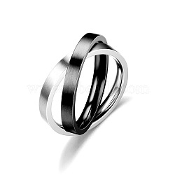 Stainless Steel Rotating Rings, Criss Cross Rings, Black, Inner Diameter: 21mm(PW-WG51090-07)