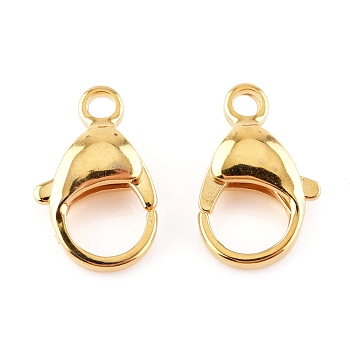 304 Stainless Steel Lobster Claw Clasps, Parrot Trigger Clasps, Real 24K Gold Plated, 16x10.5x4.7mm, Hole: 2.2mm