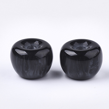 Resin Beads, Imitation Gemstone, Half Drilled, Apple, Black, 21x15.5~16mm, Half Hole: 3.5mm
