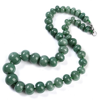 Natural Green Aventurine Rondelle Graduated Beaded Necklaces for Women Men, 19.49 inch(49.5cm)