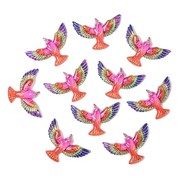 10Pcs Transparent Resin Cabochons, Bird, FireBrick, 24x36mm