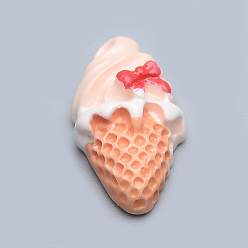 Resin Decoden Cabochons, Ice Cream, PeachPuff, 23x13x7.5mm