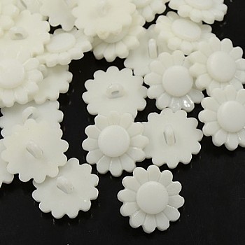 Acrylic Shank Buttons, 1-Hole, Dyed, Sunflower, White, 20x4mm, Hole: 3mm