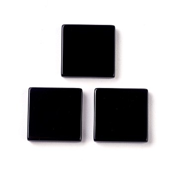 Natural Black Agate Cabochons, Square, 20x20x2mm