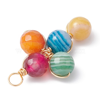 Natural Agate Dyed Faceted Round Pendants(PALLOY-JF02232)-4