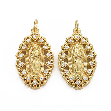 Real 16K Gold Plated Clear Oval Brass+Cubic Zirconia Pendants