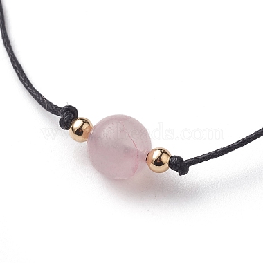 Natural Rose Quartz Beads Necklaces, with Brass Lobster Claw Clasps, Round,  17.7 inch(45cm) long, beads: 8mm.