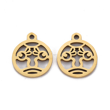 Golden Flat Round 201 Stainless Steel Charms