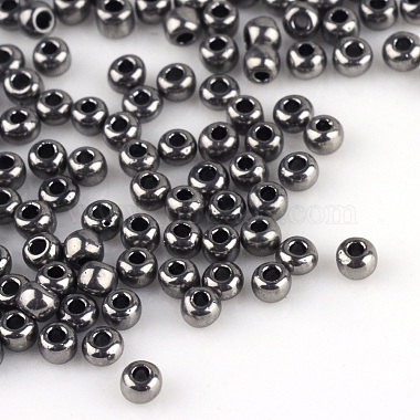 Dark Gray Round Glass Beads