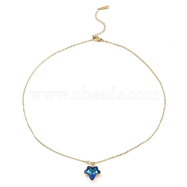 Maple Leaf Glass Pendant Necklaces(NJEW-E105-13KCG-01)-2