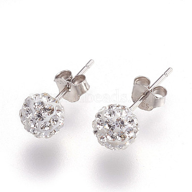 Sexy Valentines Day Gifts for Her 925 Sterling Silver Austrian Crystal Rhinestone Ball Stud Earrings(Q286J011)-2