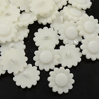 32L(20mm) White Flower Acrylic 1-Hole Button