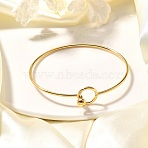 304 Stainless Steel Bangle, End with Immovable Round Beads, Golden, 2-3/8 inch(6~6.5cm)(BJEW-H530-01G)
