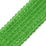 Transparent Glass Beads Strands, Faceted, Frosted, Rondelle, Lime Green, 2.9~3.3mm, Hole: 1mm, about 135~140pcs/strand, 32~34cm(EGLA-A044-T2mm-MD11)