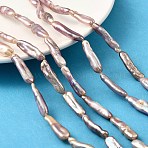 Natural Baroque Keshi Pearl Beads Strands, Cultured Freshwater Pearl, Stick, Thistle, 23~25x6.5~8x5.5~7.5mm, Hole: 0.5mm, about 16~17pcs/strand, 15.12~15.35''(38.4~39cm)(PEAR-B004-04B-02A)