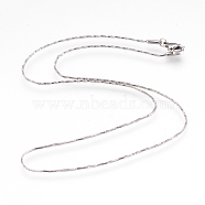 304 Stainless Steel Snake Chain Necklaces, with Lobster Claw Clasps, Stainless Steel Color, 16.5~16.7 inch(42~42.5cm), 1mm(NJEW-G313-20P)