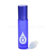 Glass Color Essential Oil Empty Perfume Bottles, with PP Plastic Caps and Roller Ball, Column, Frosted, Mauve, 2x8.5cm, Capacity: 10ml(0.34fl. oz)(MRMJ-K013-03H)