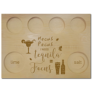 Wooden Wine Serving Tray, Rectangle, Drink Pattern, 180x250x12.5mm(AJEW-WH0269-013)