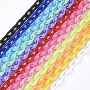 Opaque Acrylic Cable Chains, Oval, Mixed Color, 13x8x2mm, 19.68 inch(50cm)/strand(SACR-N010-002)