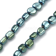 Electroplated Synthetic Non-magnetic Hematite Beads Strands, Long-Lasting Plated, Rice, Green Plated, 5~7x6~7x5~7mm, Hole: 0.8~0.9mm, about 64~65pcs/strand, 15.75~16.54 inch(40~42cm)(G-C024-01B)