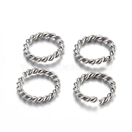 304 Stainless Steel Jump Rings, Open Jump Rings, Twisted, Stainless Steel Color, 10x1.5mm, Inner Diameter: 7mm(STAS-F191-11P-B)
