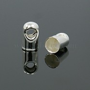 Cord Ends, Iron, Silver Color Plated, about 7mm long, 4mm wide, hole: 1.8mm, Inner Diameter: 3.5mm(ECE091-S)
