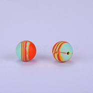 Printed Round Silicone Focal Beads, Orange, 15x15mm, Hole:2mm(SI-JX0056A-67)