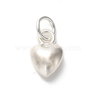 925 Sterling Silver Pendants, Heart Charms with Jump Rings, Silver, 7x5x3mm, Hole: 2mm(STER-P057-07A-S)