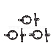 304 Stainless Steel Toggle Clasps, Ring, Electrophoresis Black, Ring: 20x15x2.5mm, Hole: 1.8mm, Bar: 22x8.5x2.2mm(STAS-M279-01B)