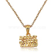 Word Daddy's Little Girl Pendant Necklace, Brass Jewelry for Father Daughter, Golden, 17.72 inch(45cm)(JN1040A)